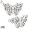 925-ES246 – .925 Sterling Silver Butterfly Design Earring Stud with Zircon image 1