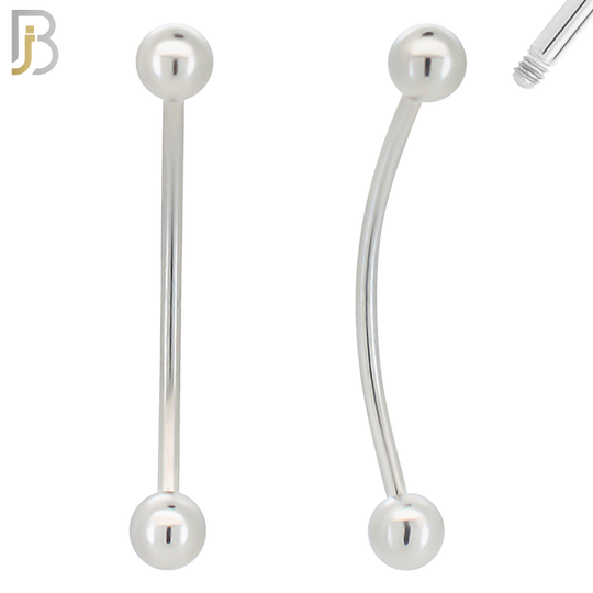 EC01S14 - 14g Thickness 316L Surgical Steel Curved Plain Barbell Screw Ball External Threaded (PACK OF 6) image