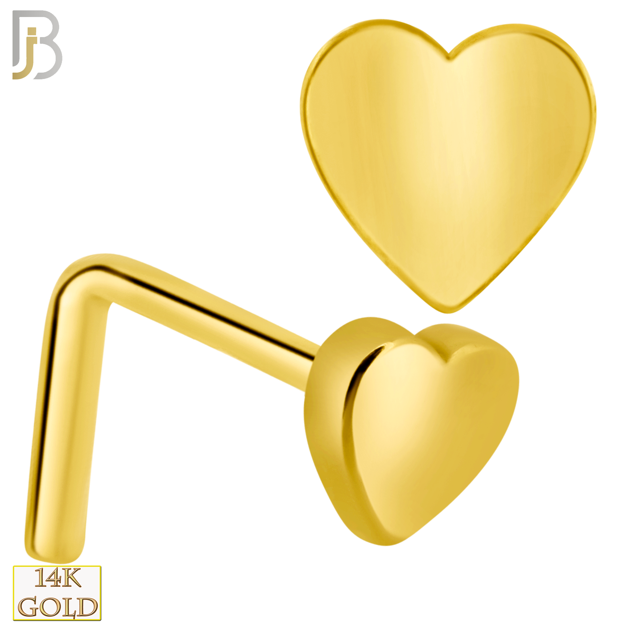 14-NR49L - 14k Solid Gold L-Shape Plain Heart Design image 0