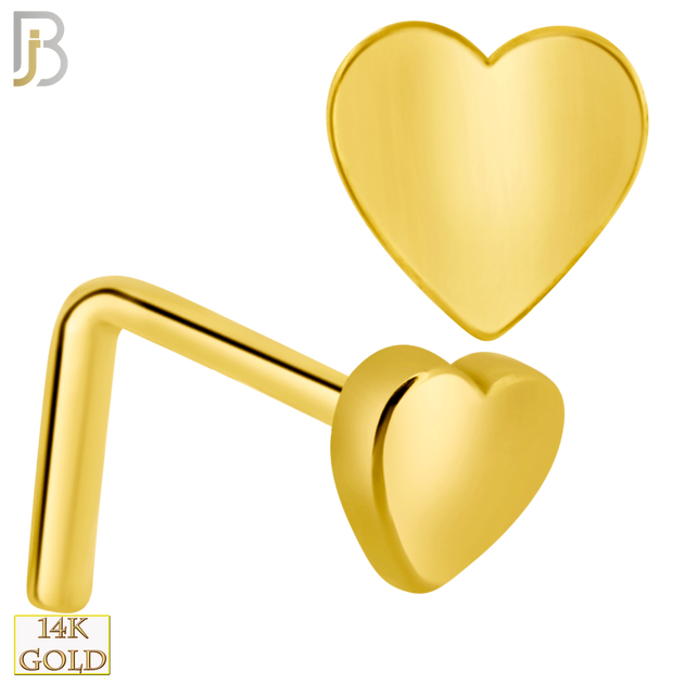 14-NR49L - 14k Solid Gold L-Shape Plain Heart Design image 0