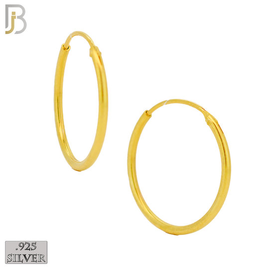 925-ES310G - .925 Sterling Silver in Gold Plating Plain Hoop Earrings image 0