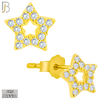 925-ES212 - .925 Sterling Silver Star Earring Stud with Clear Zircon Design image 2