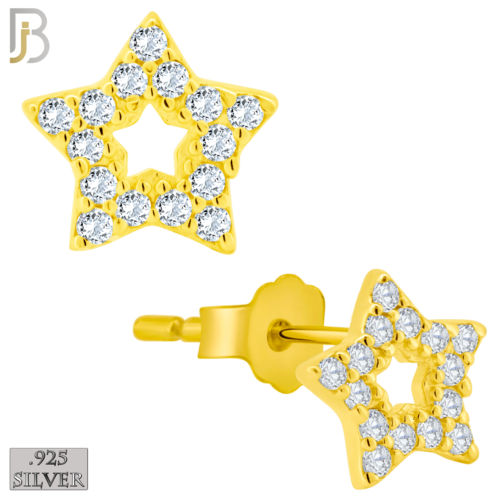 925-ES212 - .925 Sterling Silver Star Earring Stud with Clear Zircon Design image 2