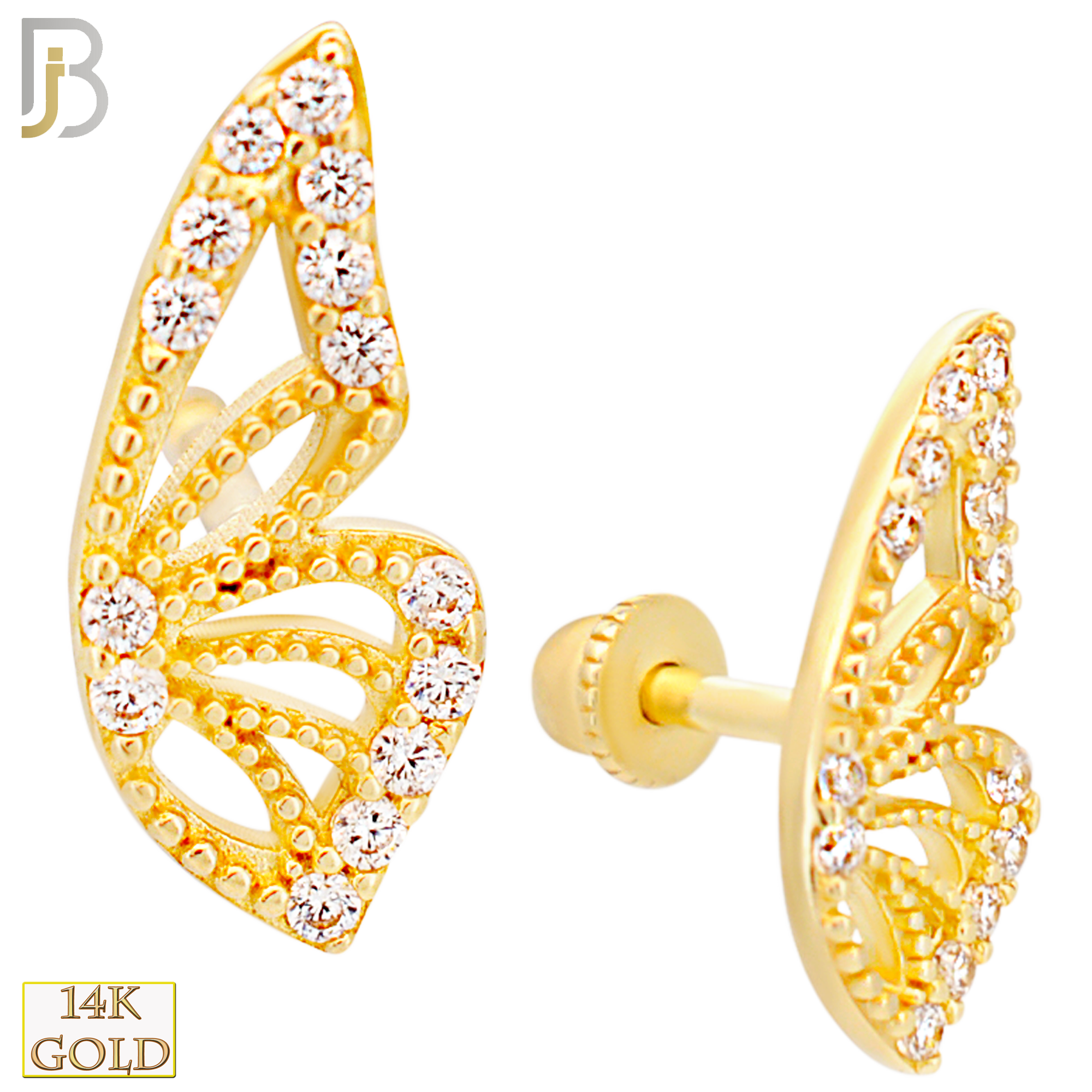14-TB36 - 14k Yellow Gold Half Butterfly Wing Tragus Barbell with Baby Screw Backing image 0