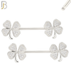 NP30 - 316L Surgical Steel Screw Flower Design with Zircon Nipple Ring Piercing  Pair image 1