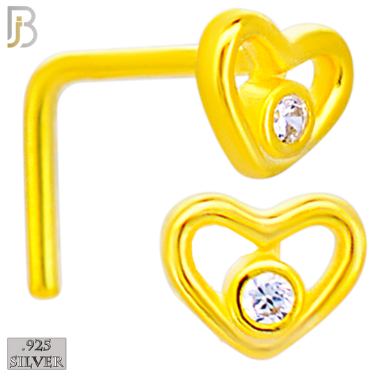 925-NR28LGSC - 925 Sterling Silver Hollow Heart CZ L Shape Nose Ring (Pack of 6) image 2