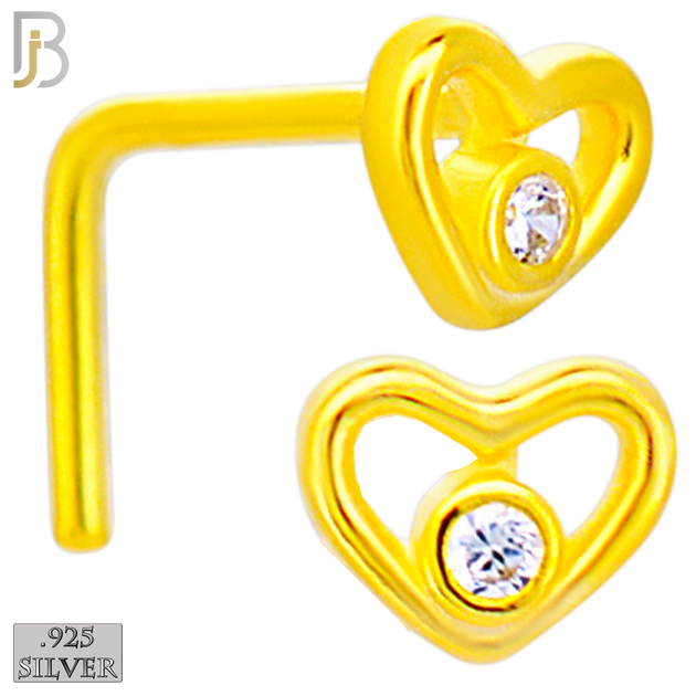 925-NR28LGSC - 925 Sterling Silver Hollow Heart CZ L Shape Nose Ring (Pack of 6) image 2
