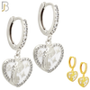 ES495 - 316L Stainless Steel Heart with Praying Angel Dangling Huggies Earrings image 0
