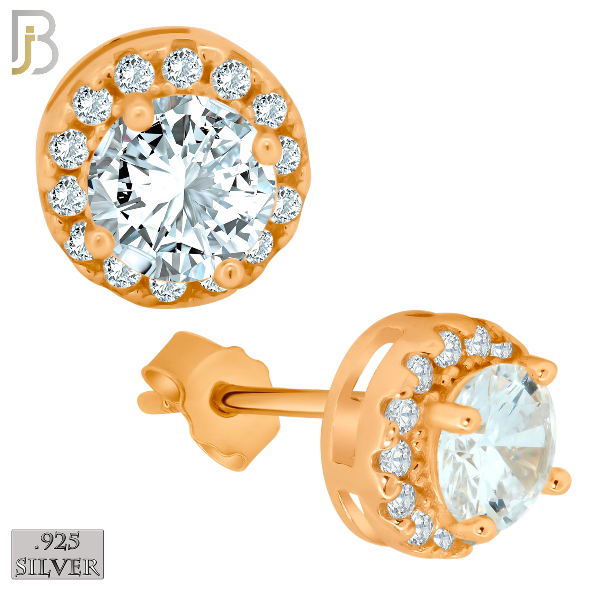 925-ES77 - .925 Sterling Silver Round Design with Multi Zircon Earring Stud image 3