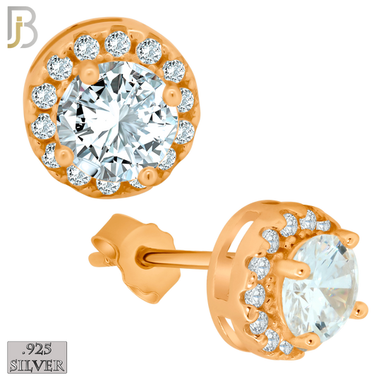 925-ES77 - .925 Sterling Silver Round Design with Multi Zircon Earring Stud image 3