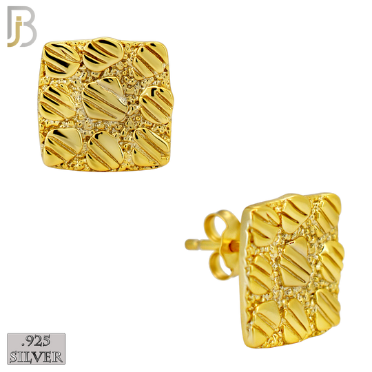 925-ES516 - 925 Sterling Silver Flat (Thin) Square Nugget Push Back Earrings image 4