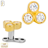 14-G23-DM18 - 14k Titanium Anchor and 14k Gold Top Three CZ in Bezel Setting Dermal - Internally Threaded image 0