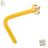 NR10G - 316L Surgical Steel Gold Plated Nose L-Shape Prong Set Zircon Round Nose Ring (PACK OF 6) image 1