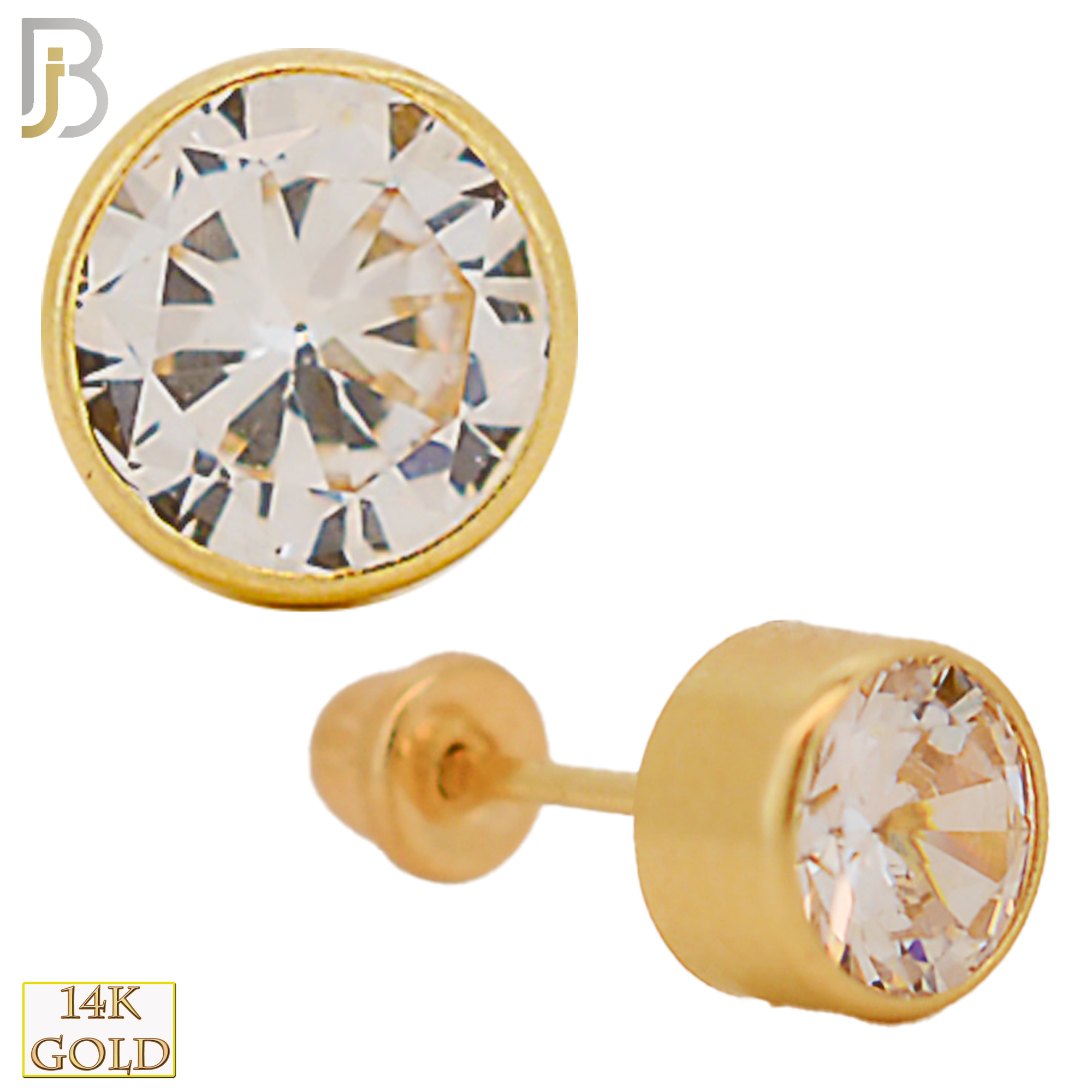 14-ES42YC - 14k Yellow Gold Screw Back Round CZ Bezel Stud Earrings image 0