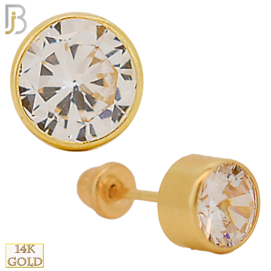 14-ES42YC - 14k Yellow Gold Screw Back Round CZ Bezel Stud Earrings image 0