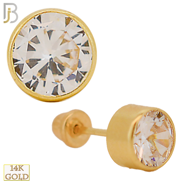 14-ES42YC - 14k Yellow Gold Screw Back Round CZ Bezel Stud Earrings image 0
