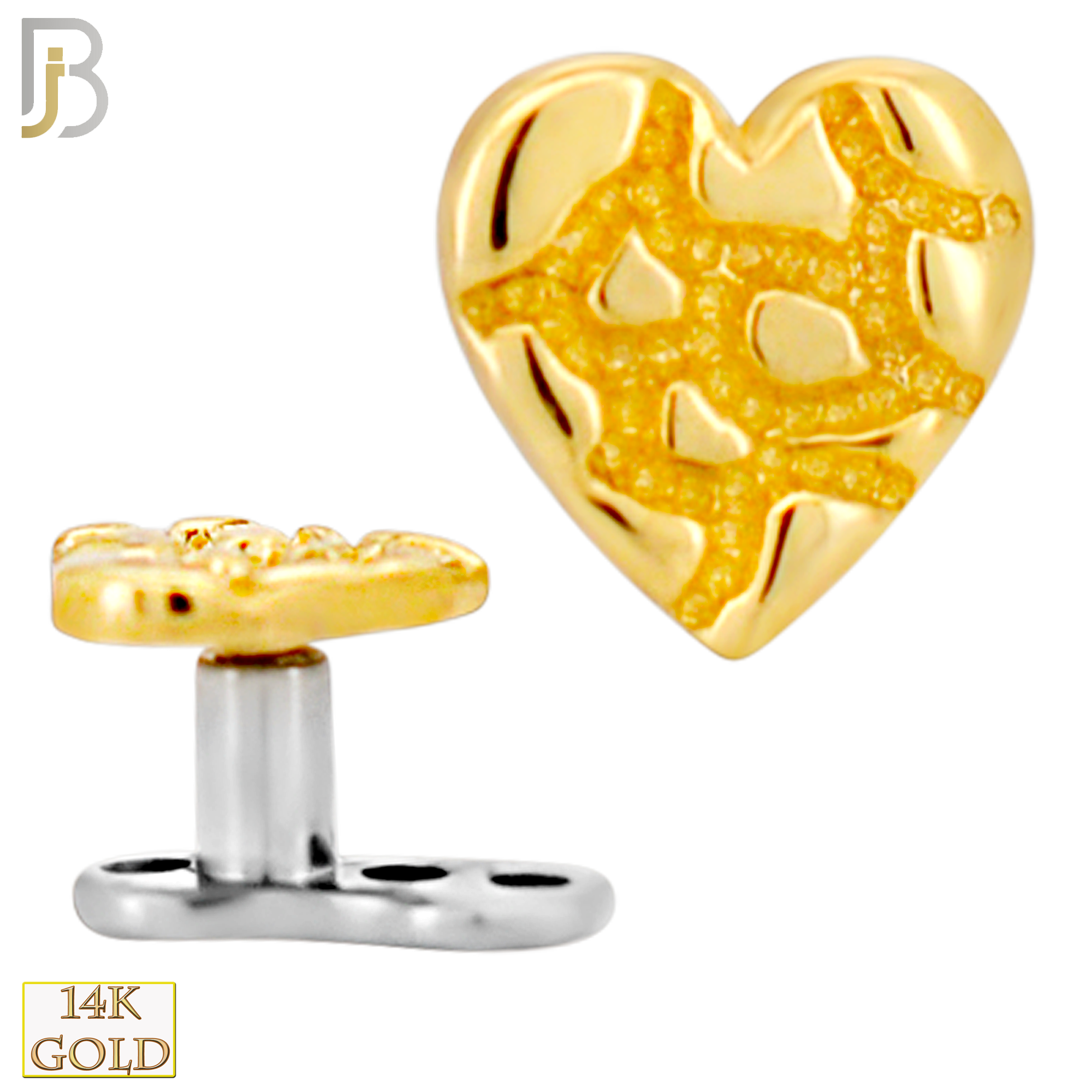 14-G23-DM20 - 14k Titanium Anchor and 14k Gold Top Heart Nugget Dermal - Internally Threaded image 0