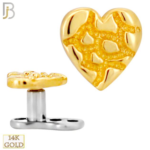14-G23-DM20 - 14k Titanium Anchor and 14k Gold Top Heart Nugget Dermal - Internally Threaded image 0