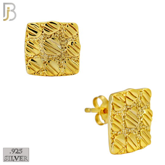 925-ES516 - 925 Sterling Silver Flat (Thin) Square Nugget Push Back Earrings image 3