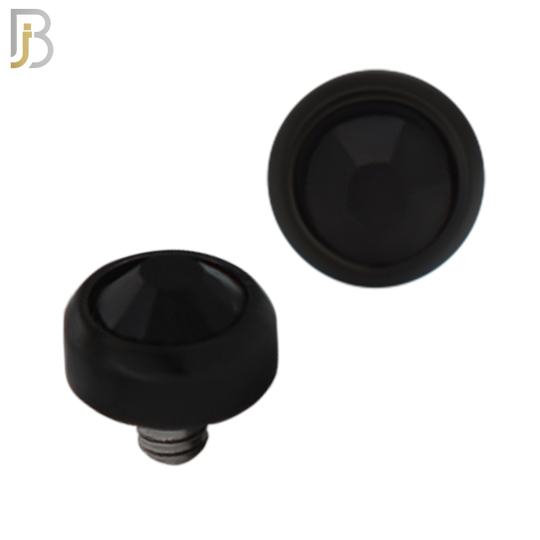 DM01KK -  Black Plated Surgical Steel Dermal Bezel Black Cubic Zirconia 1.2mm Screw Top (PACK OF 6) image 3