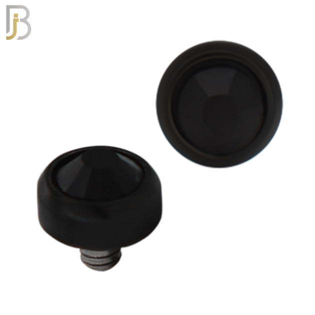 DM01KK -  Black Plated Surgical Steel Dermal Bezel Black Cubic Zirconia 1.2mm Screw Top (PACK OF 6) image 3