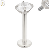 LB14SC16 - 316L Surgical Steel Bar Prong Setting  Zircon Internally Threaded Labret image 5
