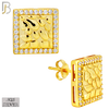 925-ES517 - 925 Sterling Silver Square with CZ Halo Nugget Push Back Earrings image 4