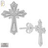 925-ES157 - .925 Sterling Silver Cross Design Earring Stud image 1