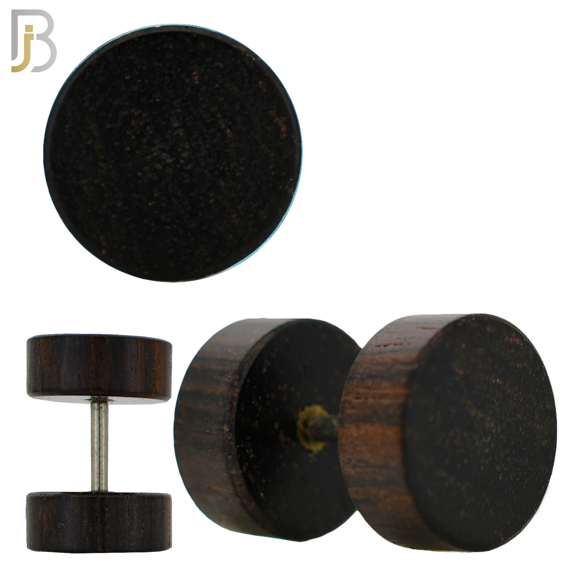 FP29-K - Black Plain Wood Fake Plug (PACK OF 3 Pairs) image 0