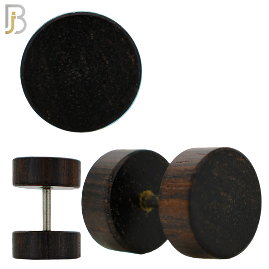 FP29-K - Black Plain Wood Fake Plug (PACK OF 3 Pairs) image 0