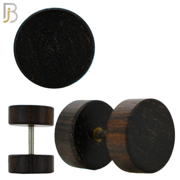 FP29-K - Black Plain Wood Fake Plug (PACK OF 3 Pairs) image 0