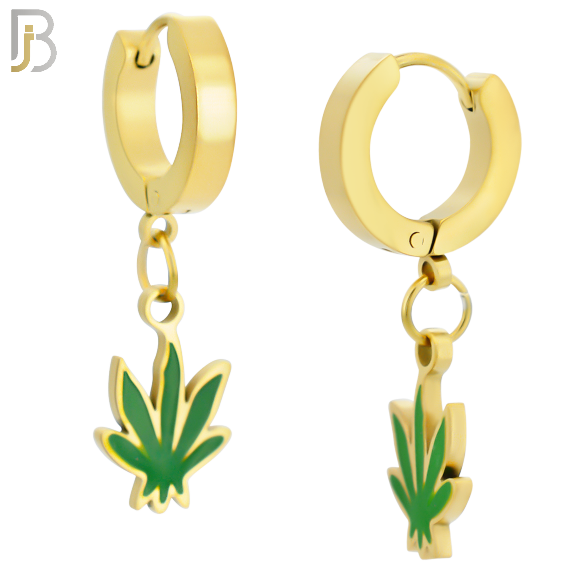 ES87 - 316L Stainless Steel Dangling Leaf Design Huggies Clip On image 3