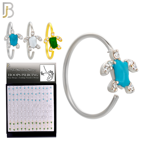925-PK-CT134M2-96 - 925 Silver Hoops Turtle Enamel - Pack of 96 pcs image 1