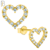 925-ES58 - .925 Sterling Silver Hollow Heart with Prong Zircon Earring Stud image 2