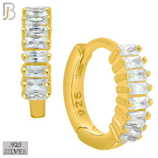 925-ES191 - .925 Sterling Silver Huggies Earrings with Baguette Zircon image 2