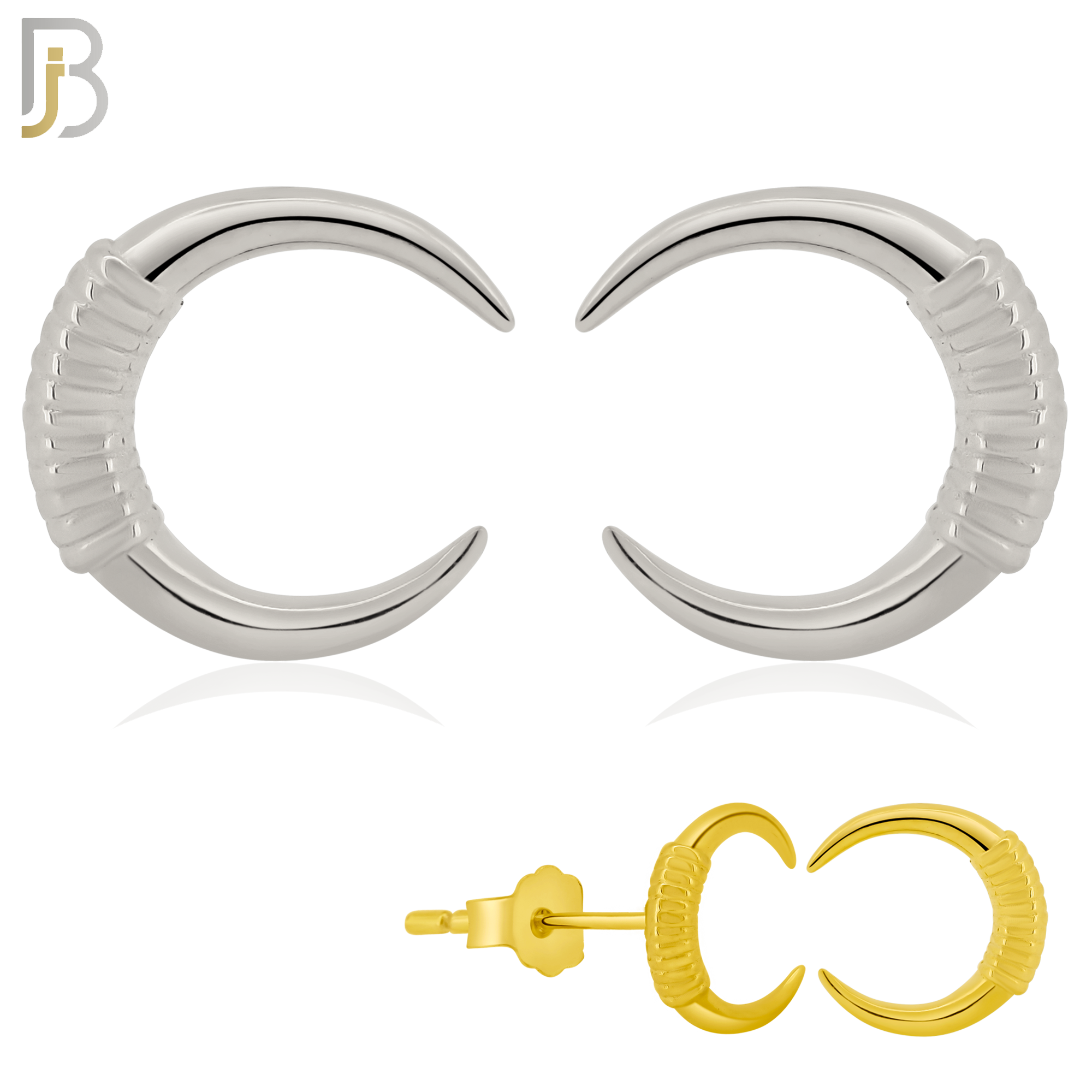 925-ES369 - .925 Sterling Silver Tribal Boar Tusk Stud Earrings image 0