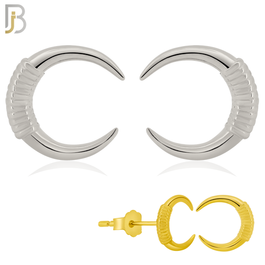 925-ES369 - .925 Sterling Silver Tribal Boar Tusk Stud Earrings image 0