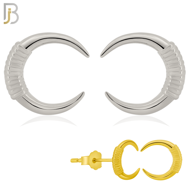 925-ES369 - .925 Sterling Silver Tribal Boar Tusk Stud Earrings image 0