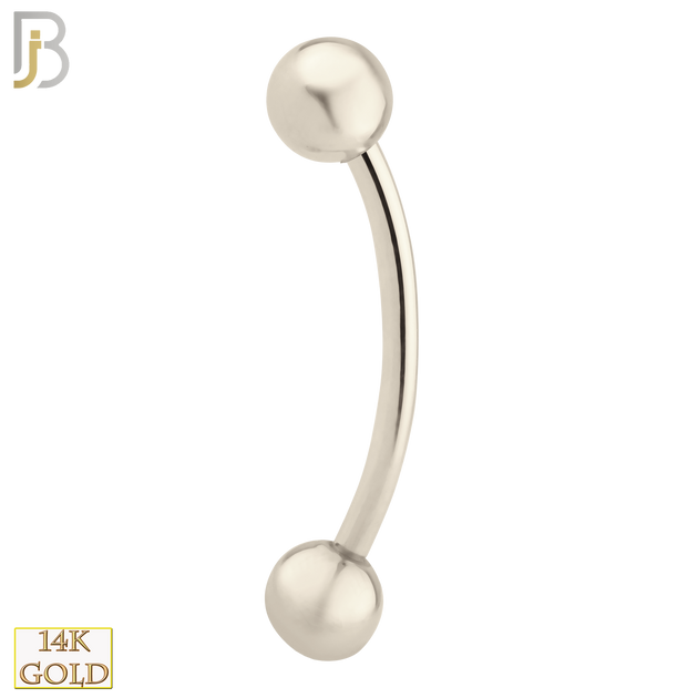 14-EC01 - 14k Solid Gold Eyebrow Plain Design External Threaded Screw image 2