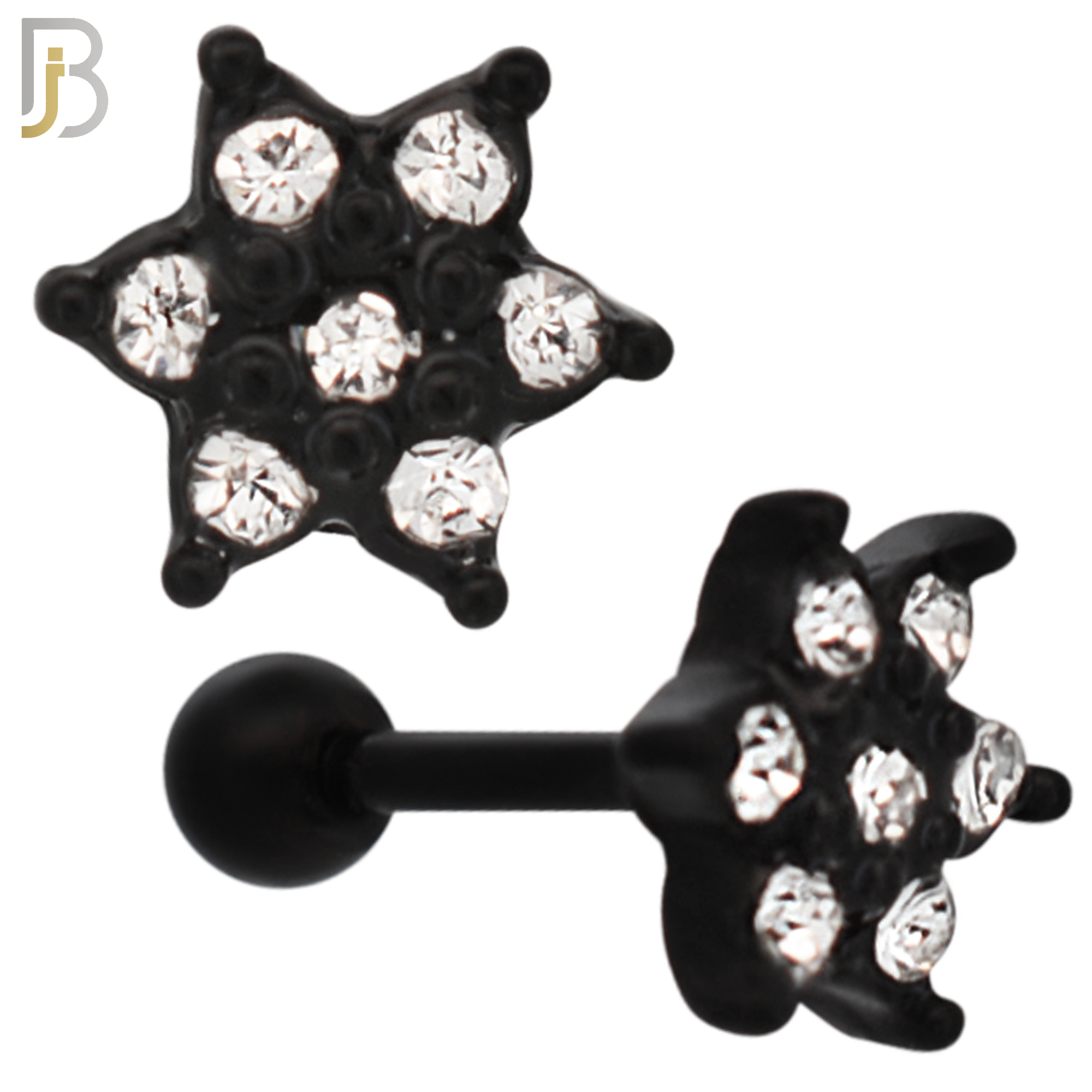 TB109 -  316L Stainless Steel Six Point Flower Tragus/Cartilage Barbell (PACK OF 6) image 2
