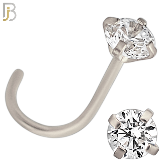 NR03S - 316L Surgical Steel Nose CorkScrew  Prong Set Zircon Round Nose Ring (PACK OF 6) image 5