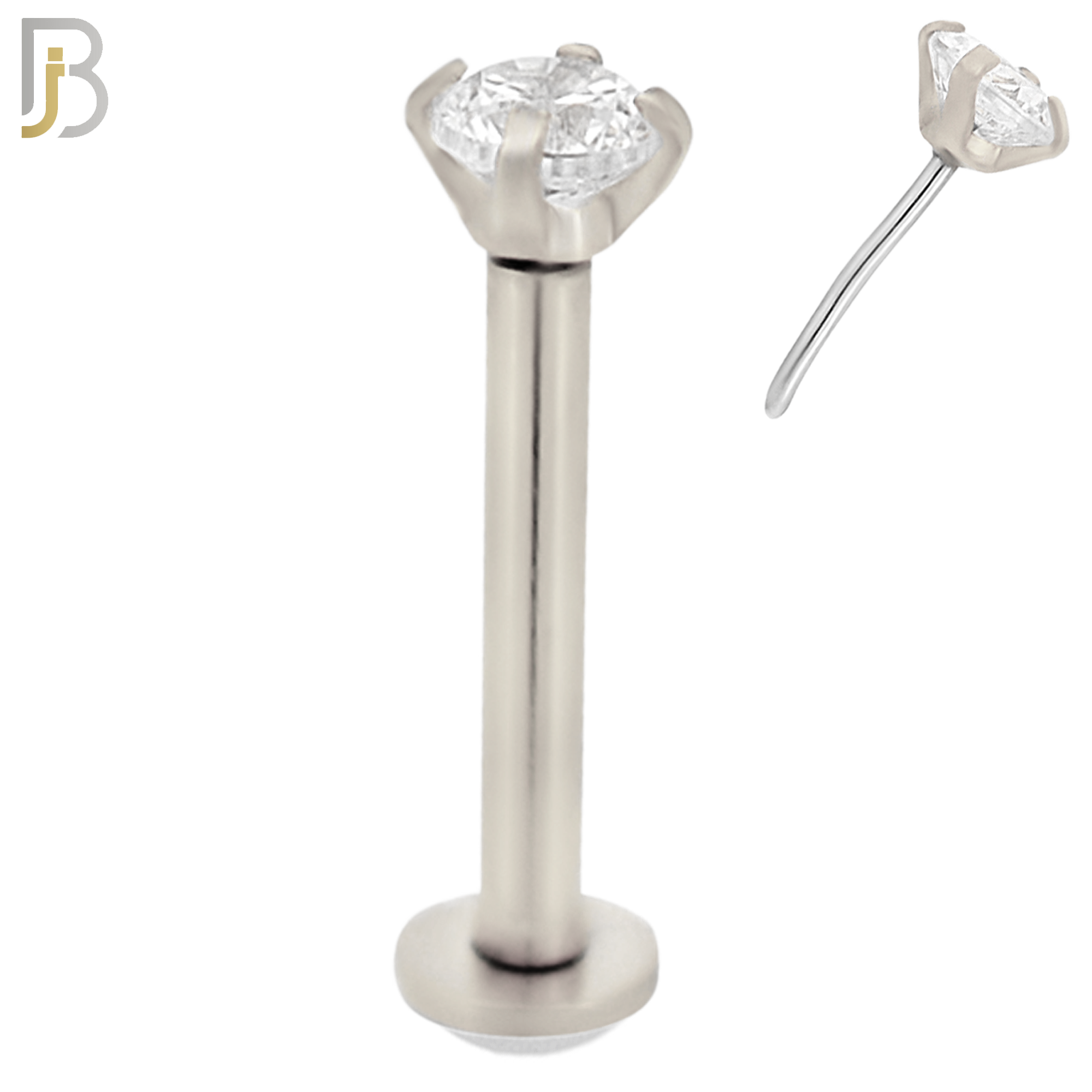 LB17S16 - 16g Thickness 316L Surgical Steel Prong Setting Round Push In  Zircon Labret (PACK OF 6) image 3