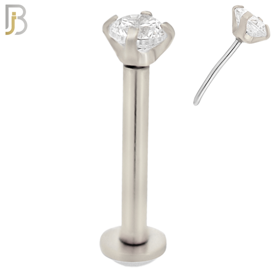 LB17S16 - 16g Thickness 316L Surgical Steel Prong Setting Round Push In  Zircon Labret (PACK OF 6) image 3