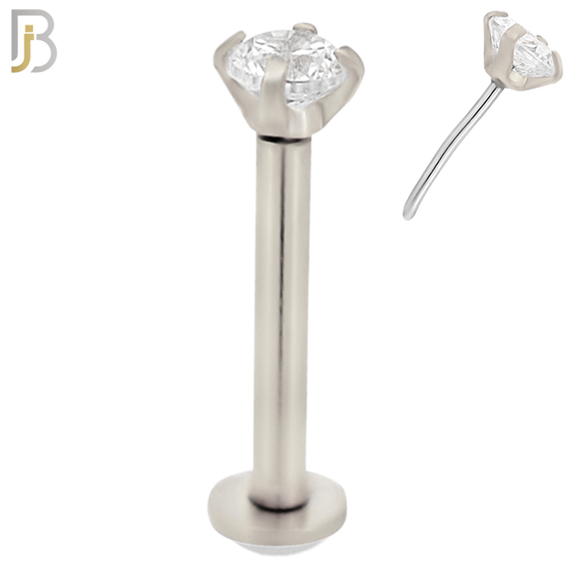LB17S16 - 16g Thickness 316L Surgical Steel Prong Setting Round Push In  Zircon Labret (PACK OF 6) image 3