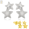 925-ES35 - .925 Sterling Silver 4x7mm Double Star Zircon Earring Stud image 0