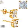 925-ES72-RC - .925 Sterling Silver Rose Gold Plated Earring Stud Casting Square Princess Cut Prong Setting Clear Zircon image 6