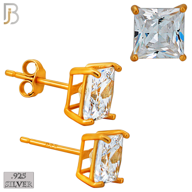 925-ES72-RC - .925 Sterling Silver Rose Gold Plated Earring Stud Casting Square Princess Cut Prong Setting Clear Zircon image 6