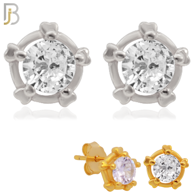 925-ES31 - .925 Sterling Silver Round Wheel Prong with Zircon Earrings Stud image 0