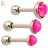 TB120SP - 316L Stainless Steel Opal Pink Bezel Tragus/Cartilage Barbell (Pack of 6) image 0