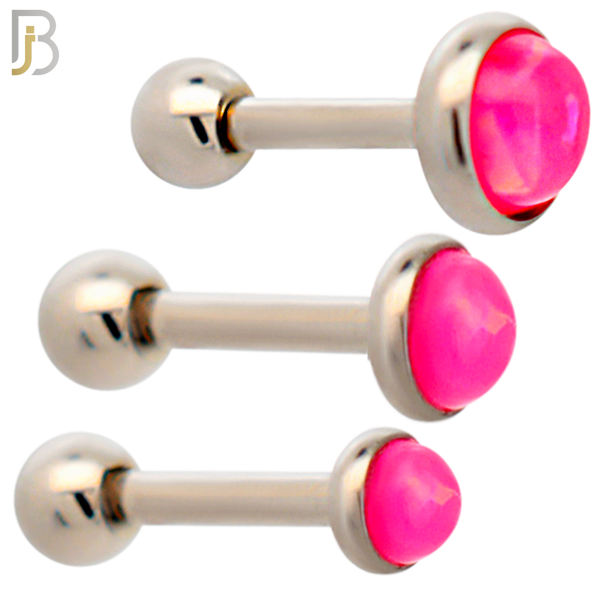TB120SP - 316L Stainless Steel Opal Pink Bezel Tragus/Cartilage Barbell (Pack of 6) image 0